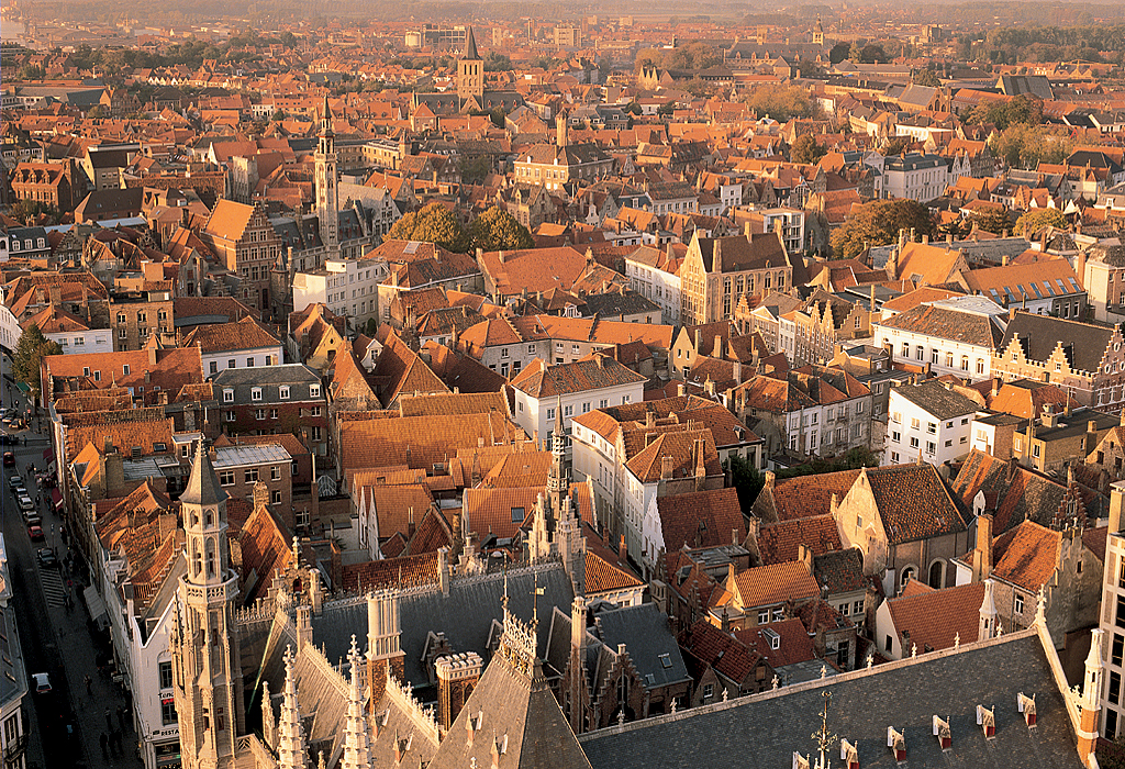 BRUGES, panorama depuis le beffroi