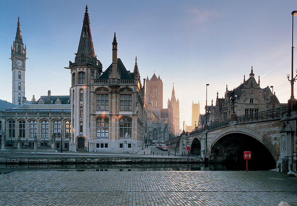 GHENT, The Post Office, three towers of Ghent