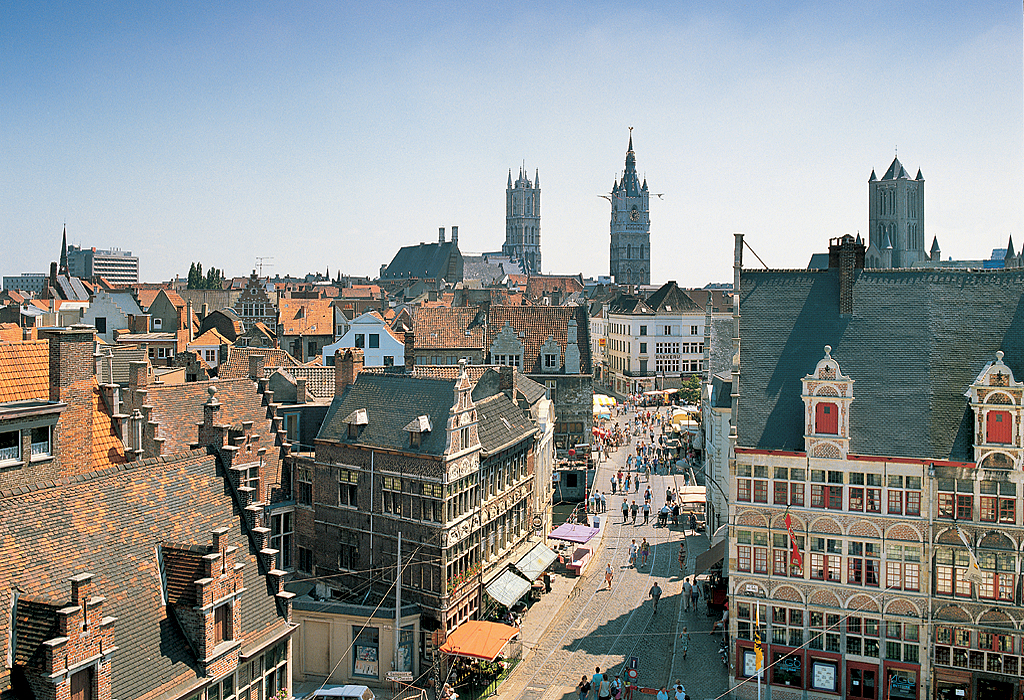 GENT, Vleeshuisbrug, drie torens van Gent