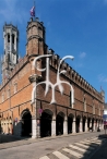 BRUGES, Oude Burg street, the Hallen and the Belfry