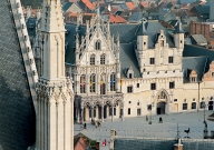 MECHELEN, view of the town hall to the Rumbold&#039;s cathedral