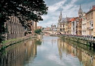 GHENT, Dominican monastery and Saint Michael&#039;s bridge